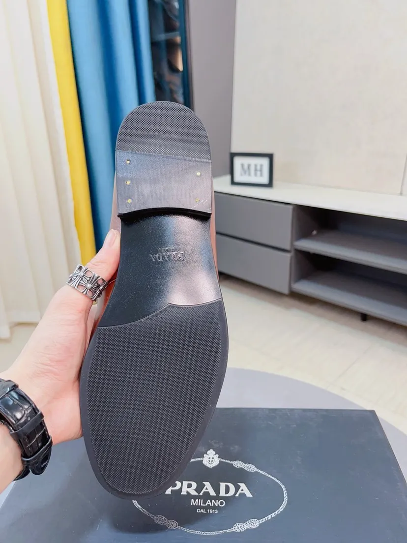 Men's shoes 💰540🌹🌹【PRADA Leather Shoes】Top purchasing agency Original imported Italian custom-made open-edge beaded cowhide leather surface, fully imported water-dyed breathable cowhide lining, original factory special molded sole super comfortable, size: 38-44